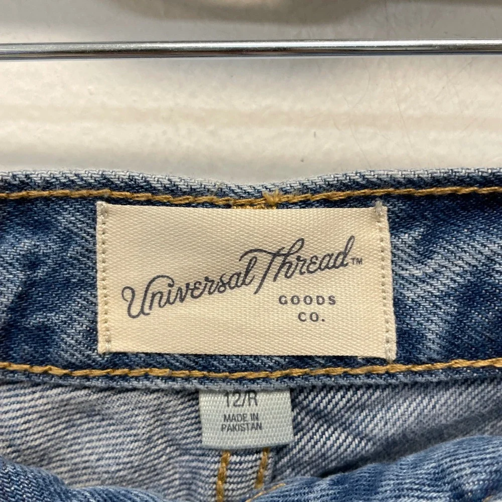 Universal Thread Womens Blue High Rise Relaxed Long Denim Bermuda Shorts Size 12